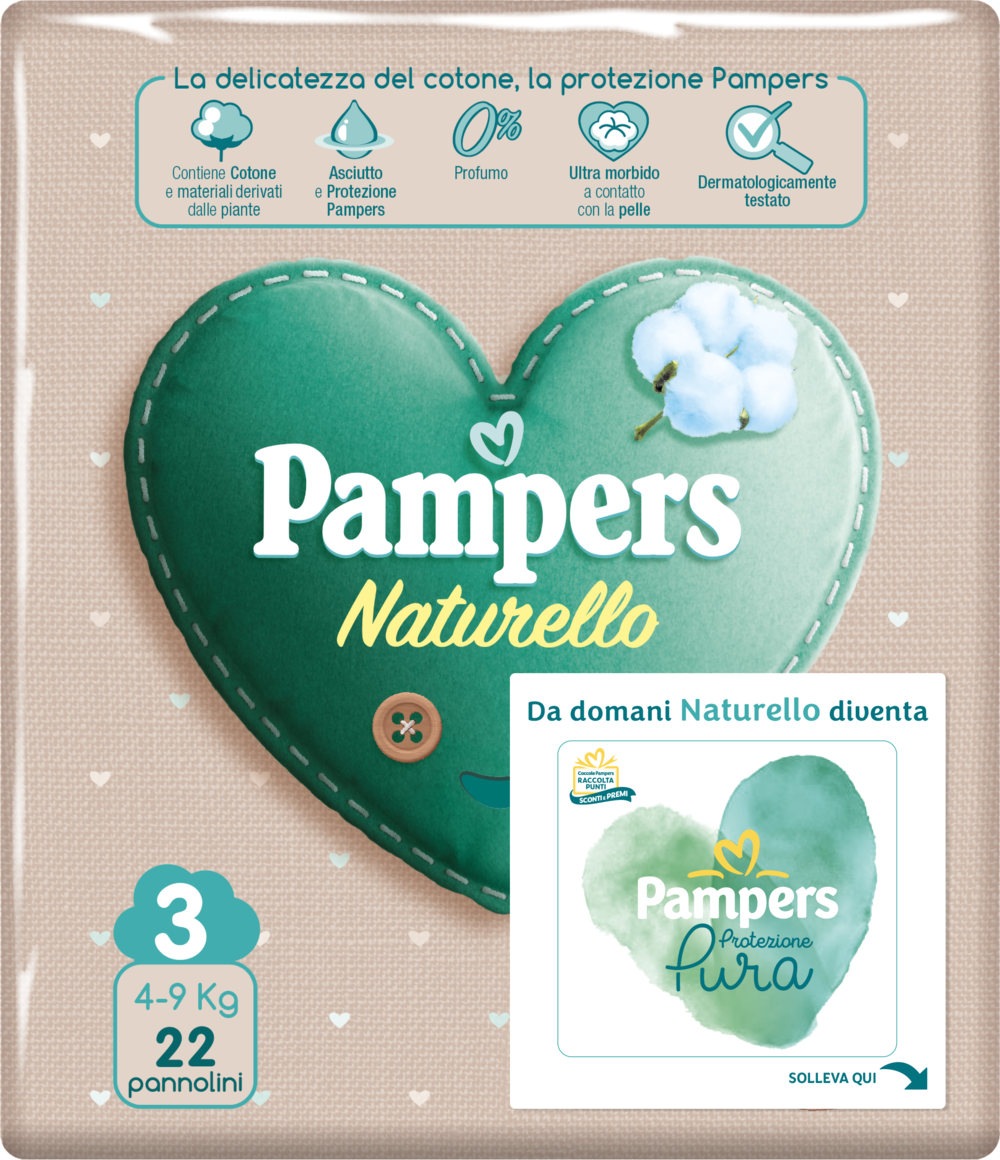 Pampers Naturello Taglia 3 (4-9Kg) 22 Pannolini
